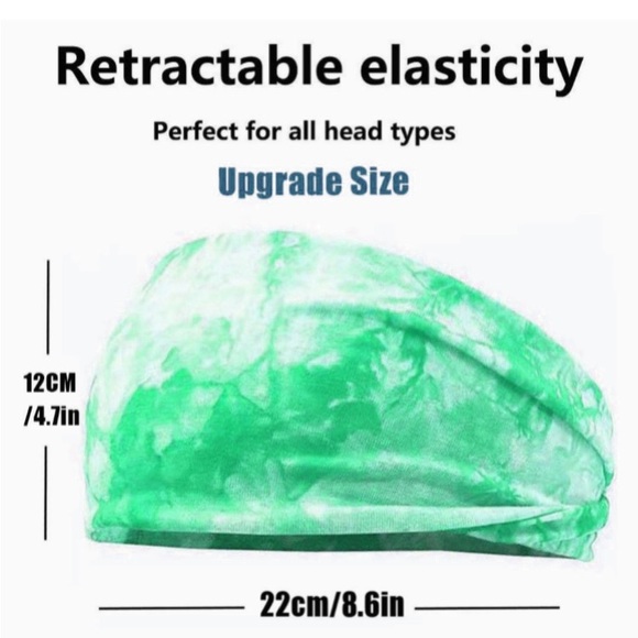 Green And White Elastic Headband - Picture 2 of 5